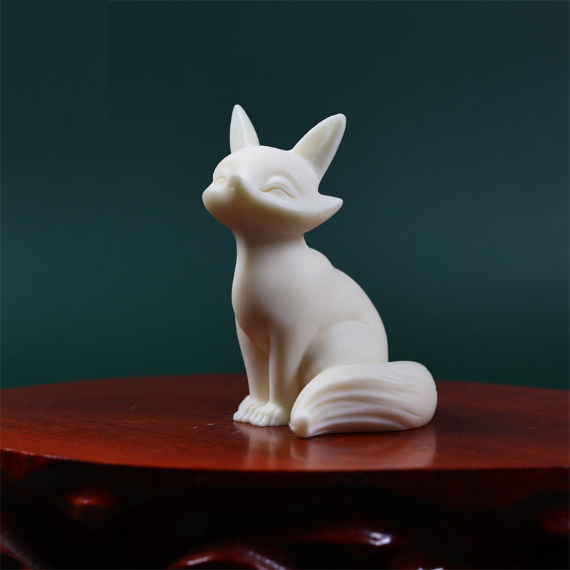Mini Nine-Tailed Fox Ivory Fruit Protection Figurine