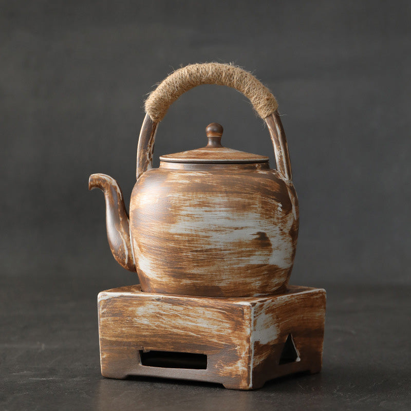 700ml Retro Brown Ceramic Gongfu Teapot with Base