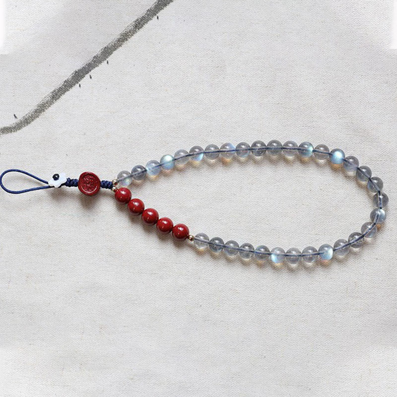 Natural Moonstone Cinnabar 6mm Phone Decoration for Calm & Positivity