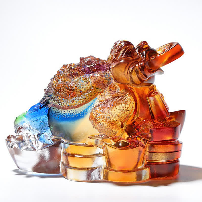 Liuli Crystal Feng Shui Frog Sculpture 11cm Prosperity Art