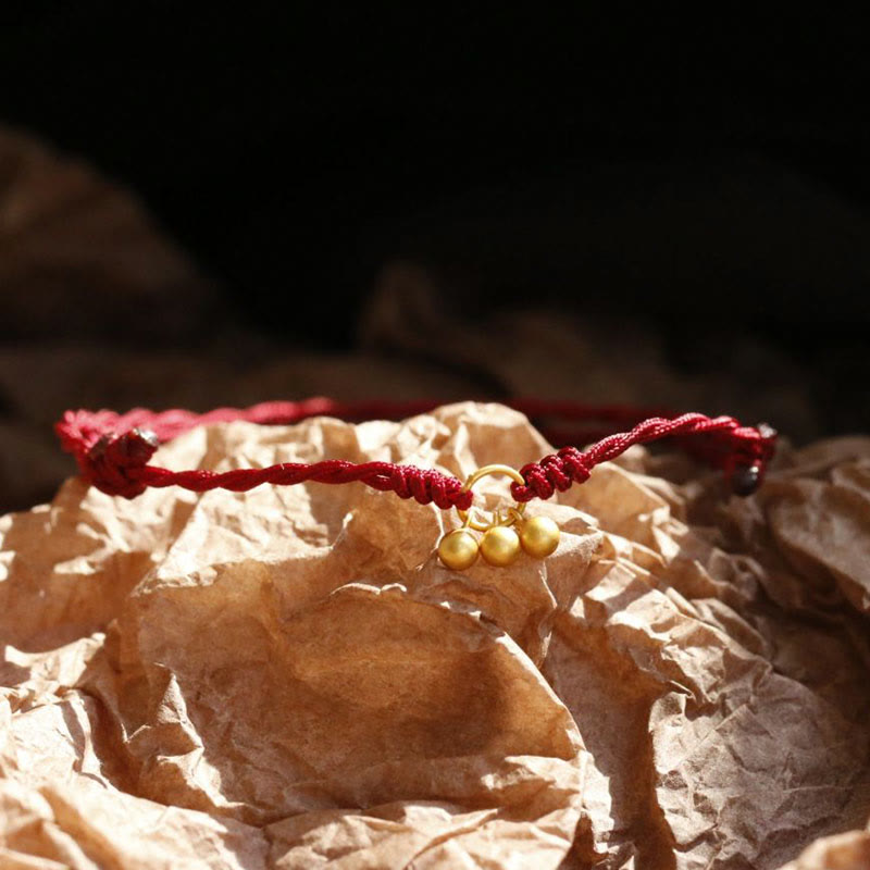 925 Sterling Silver Gold Plated Luck Red String Bracelet Unisex