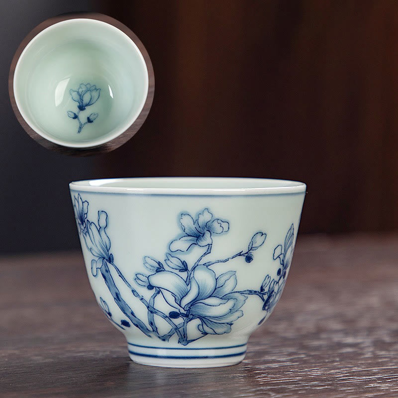 Small Ceramic Tea Cup 50ml | Blue Landscape Handmade Tableware