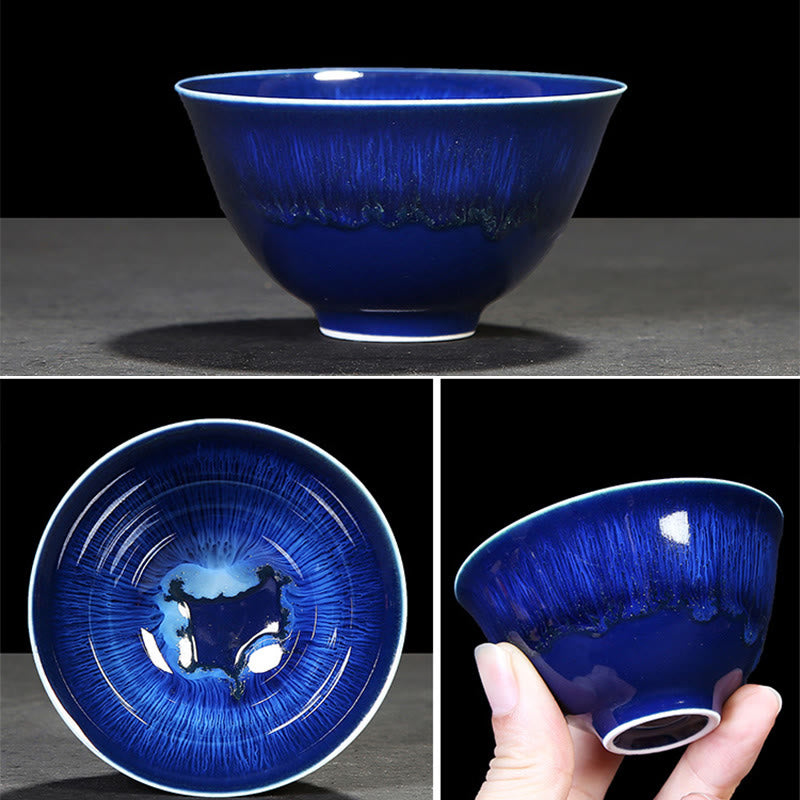 Blue Jianzhan Ceramic Teacup 160ml Zen Decor