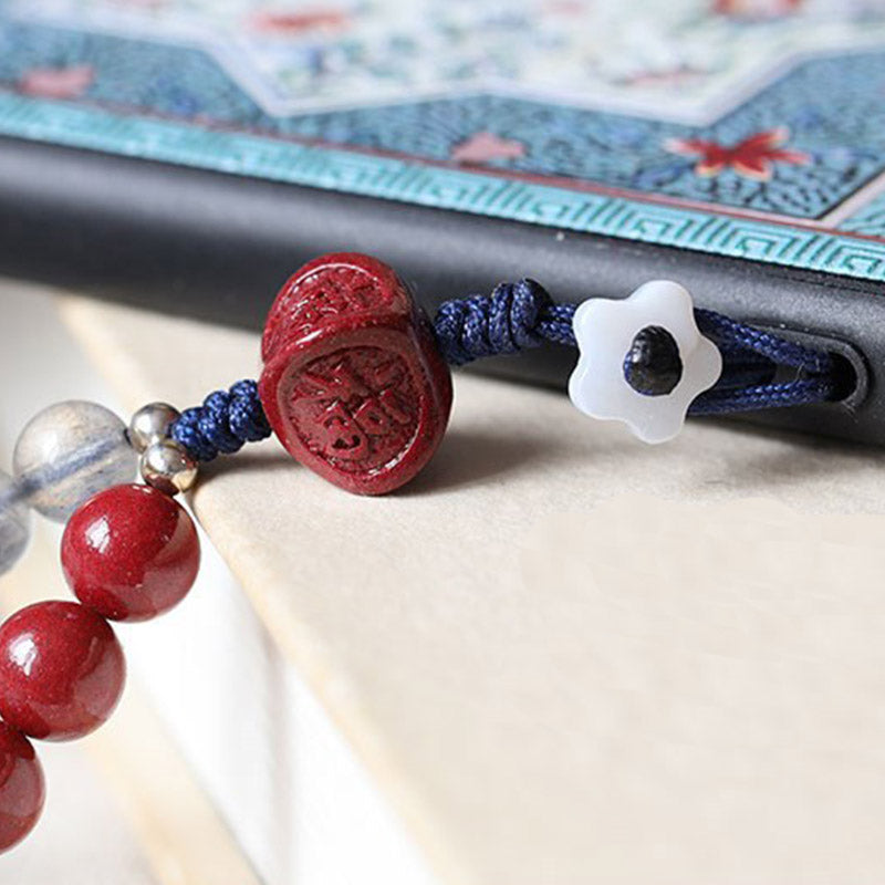 Natural Moonstone Cinnabar 6mm Phone Decoration for Calm & Positivity