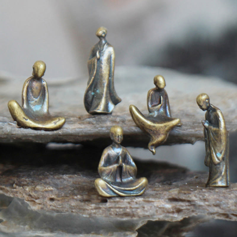 Mini Buddha Statue Set | Metal Meditation Monk Décor
