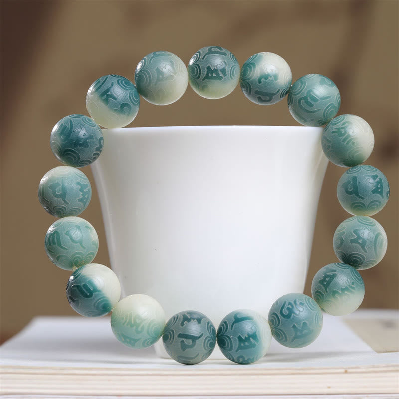 Unisex Bodhi Seed Om Mani Padme Hum Engraved Bracelet