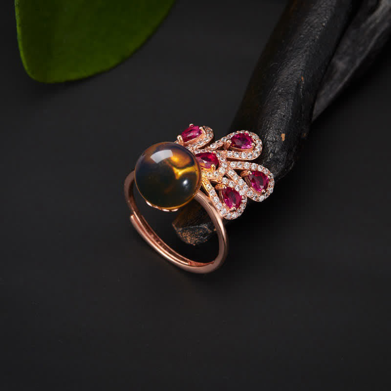 Peacock Amber Fortune Necklace & Ring | Healing Sounds