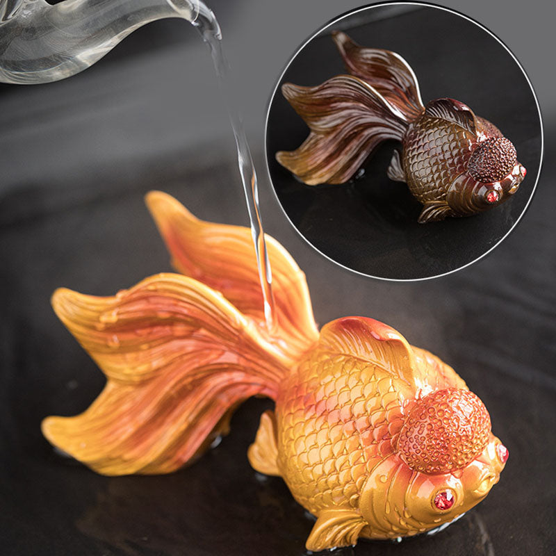 Color Changing Resin Koi Fish Figurine for Wealth & Luck