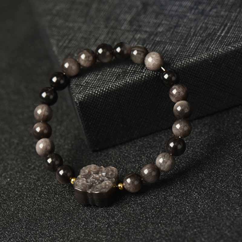 Silver Sheen Obsidian Protection Bracelet 8mm Meditation Beads