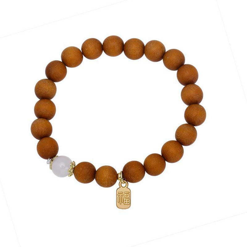 Sandalwood Cat's Eye Fu Charm Protection Bracelet