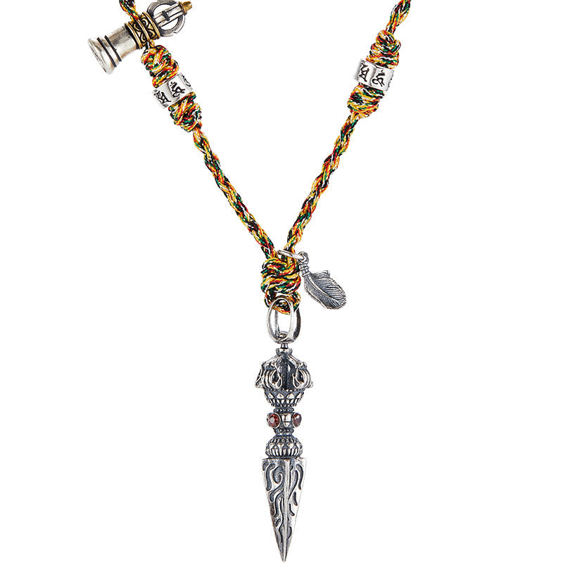 925 Sterling Silver Om Mani Padme Hum Necklace Dorje Vajra Pendant