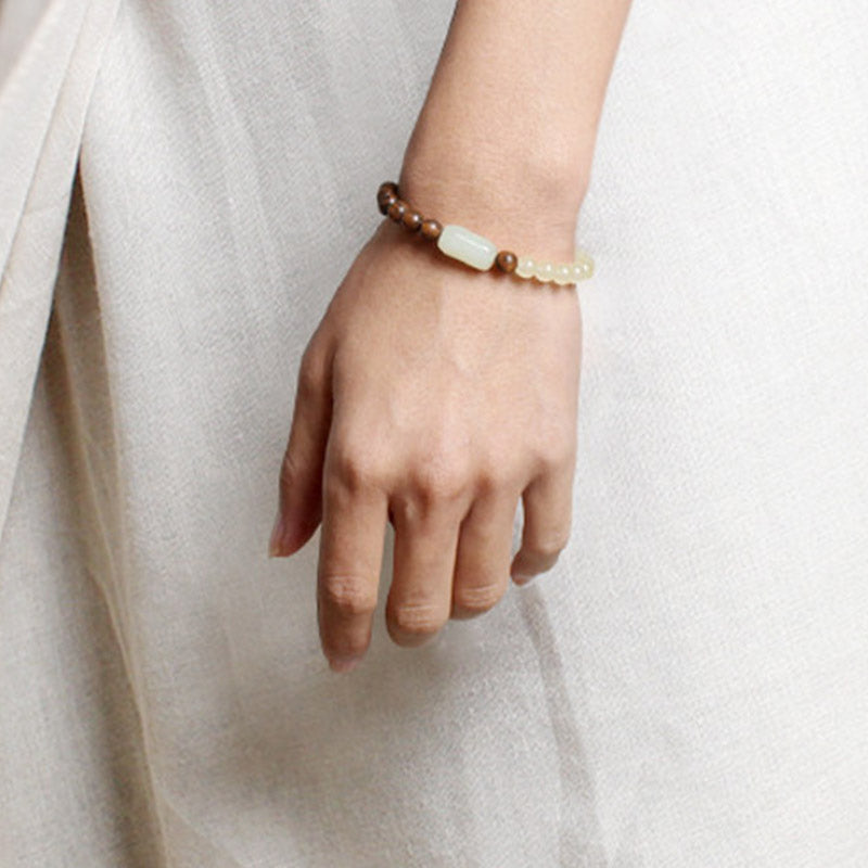 8mm Jade Sandalwood Mala Luck Abundance Bracelet