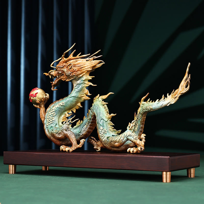 Brass Dragon Office Decoration | Feng Shui Luck Success 31cm