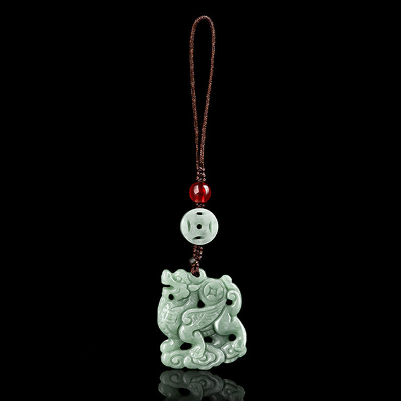 Natural Jade Kirin Prosperity Hanging Decoration for Phone
