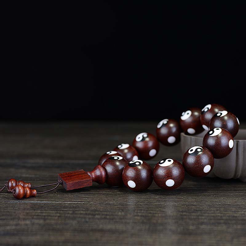 Small Leaf Red Sandalwood Yin Yang Bracelet 20mm