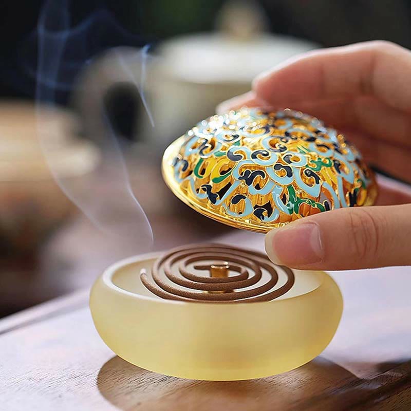 Liuli Crystal Lotus Incense Burner for Meditation and Healing