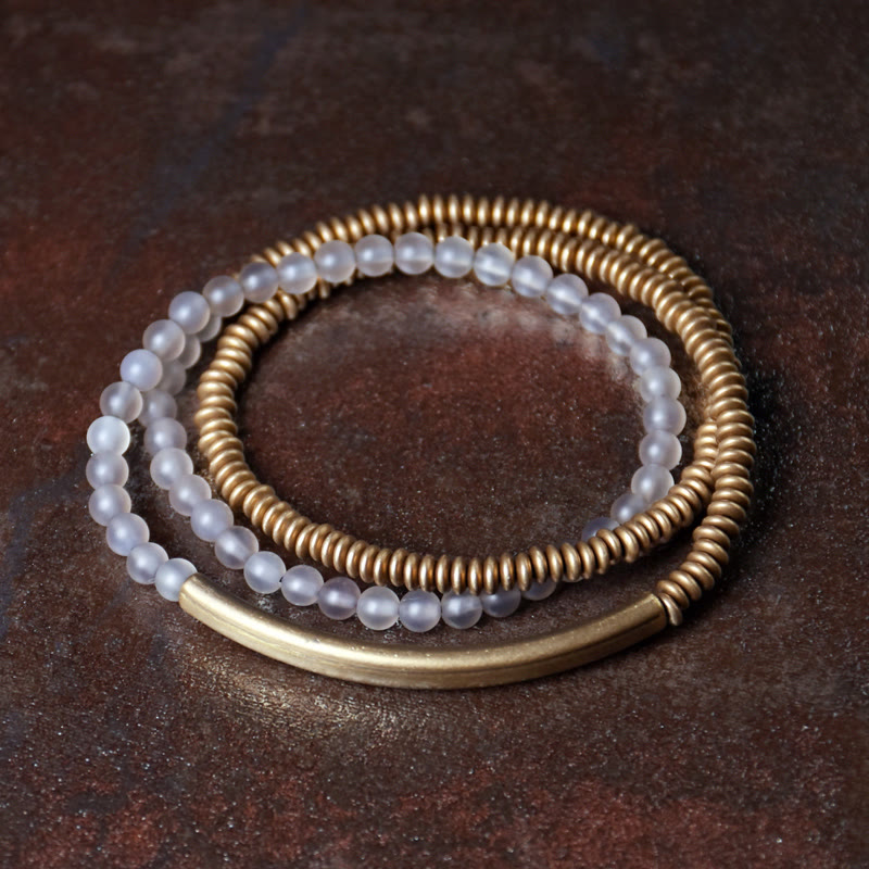 Triple Wrap Agate Stone Protection Copper Bracelet