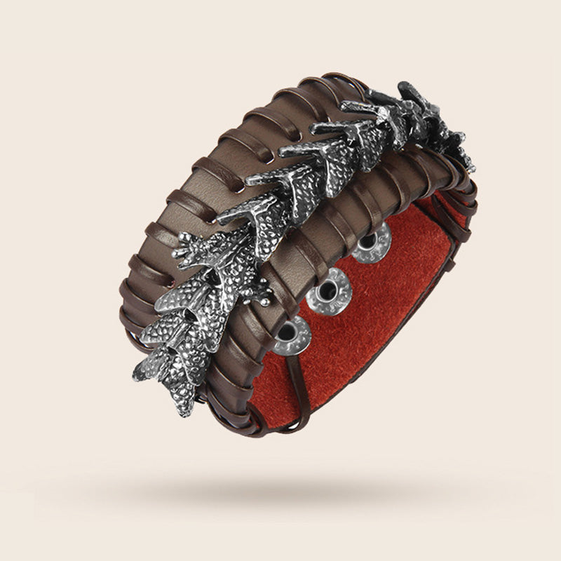 Dragon Leather Protection Weave Bracelet for Strength and Luck