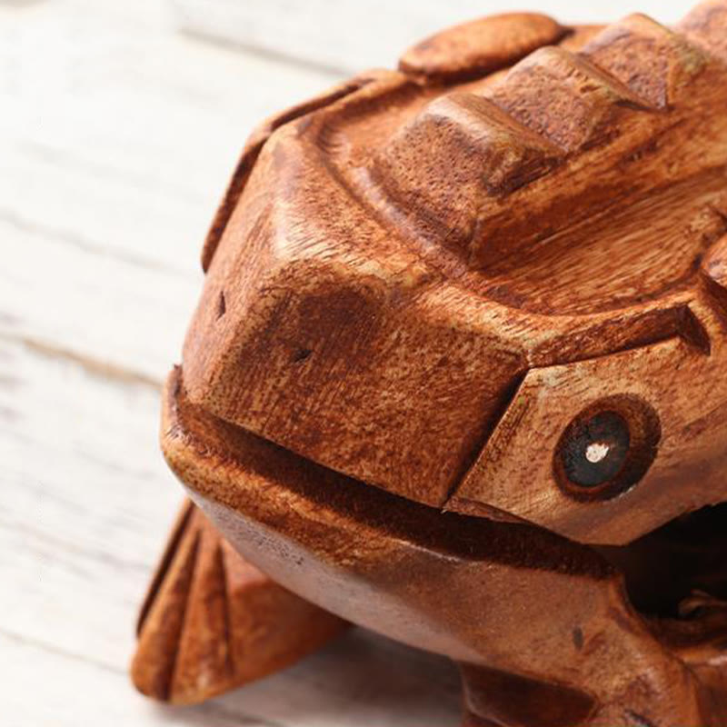 Miniature Feng Shui Wealth Luck Frog Decoration 6.5cm Wood