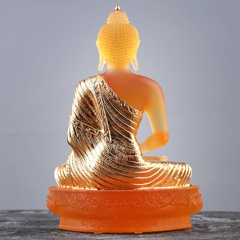 Liuli Buddha Statue Serenity Figurine 15cm Feng Shui Art