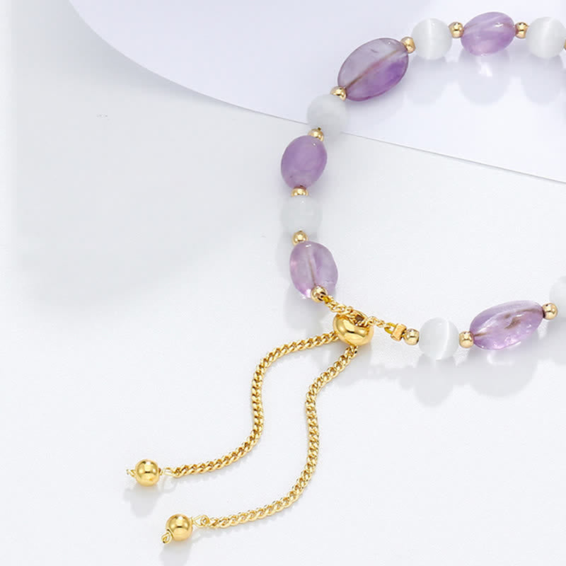 Amethyst Spiritual Awareness Bracelet with Pink Crystal & Quartz