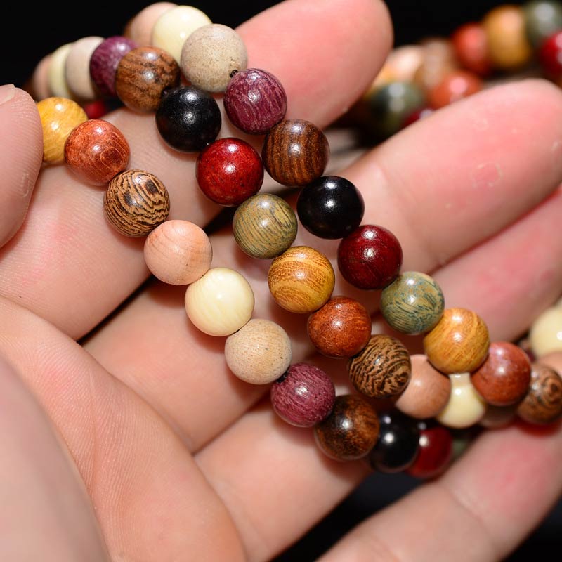 108 Beads Wenge Wood Mala Bracelet for Meditation & Balance