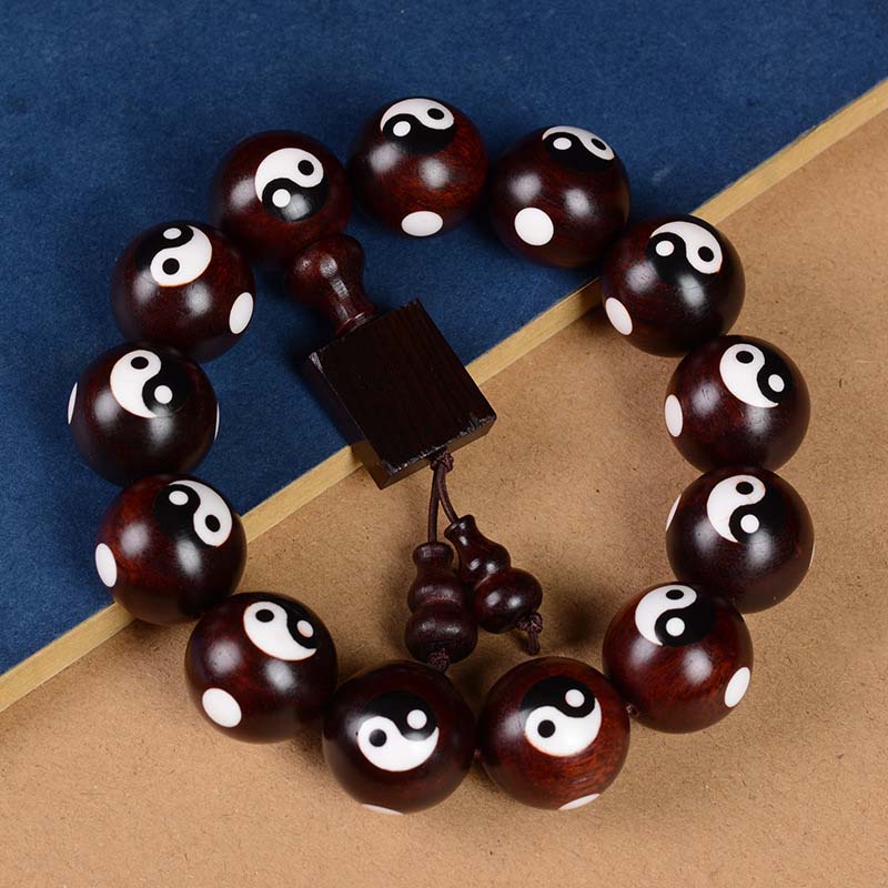 Small Leaf Red Sandalwood Yin Yang Bracelet 20mm