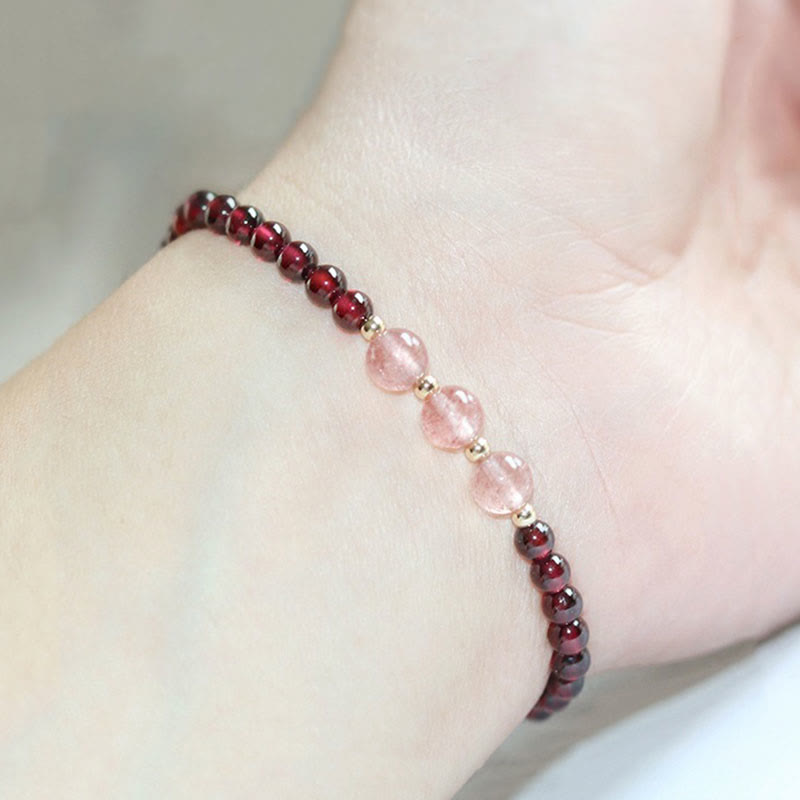 Garnet & Strawberry Quartz Calm Healing Bracelet