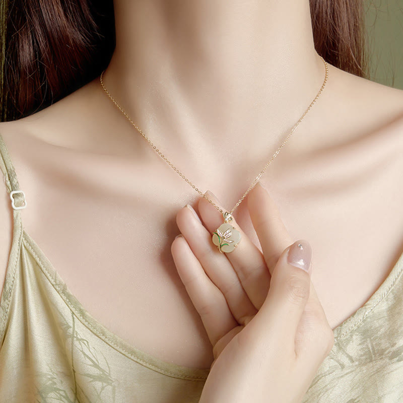 Elegant Hetian Jade Butterfly Flower Necklace & Earrings