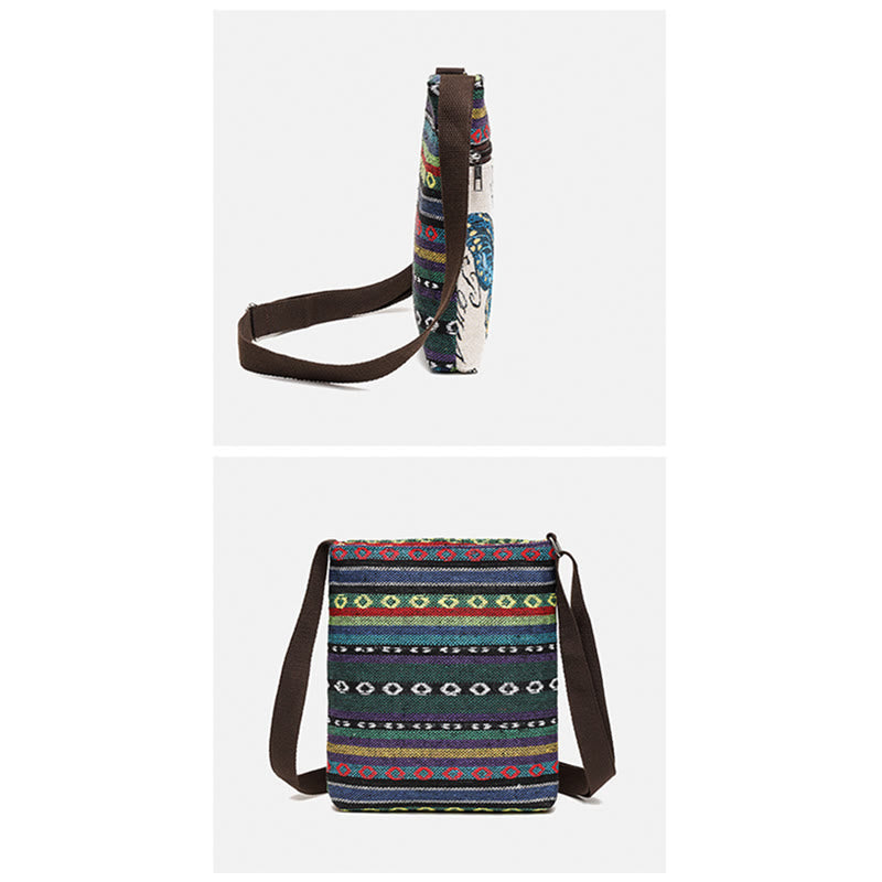 Elephant Butterfly Embroidered Spiritual Canvas Tote Bag