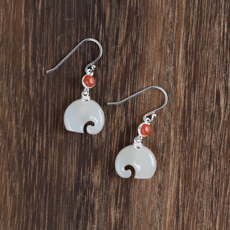 Elephant Hetian Jade 925 Silver Abundance Jewelry Set