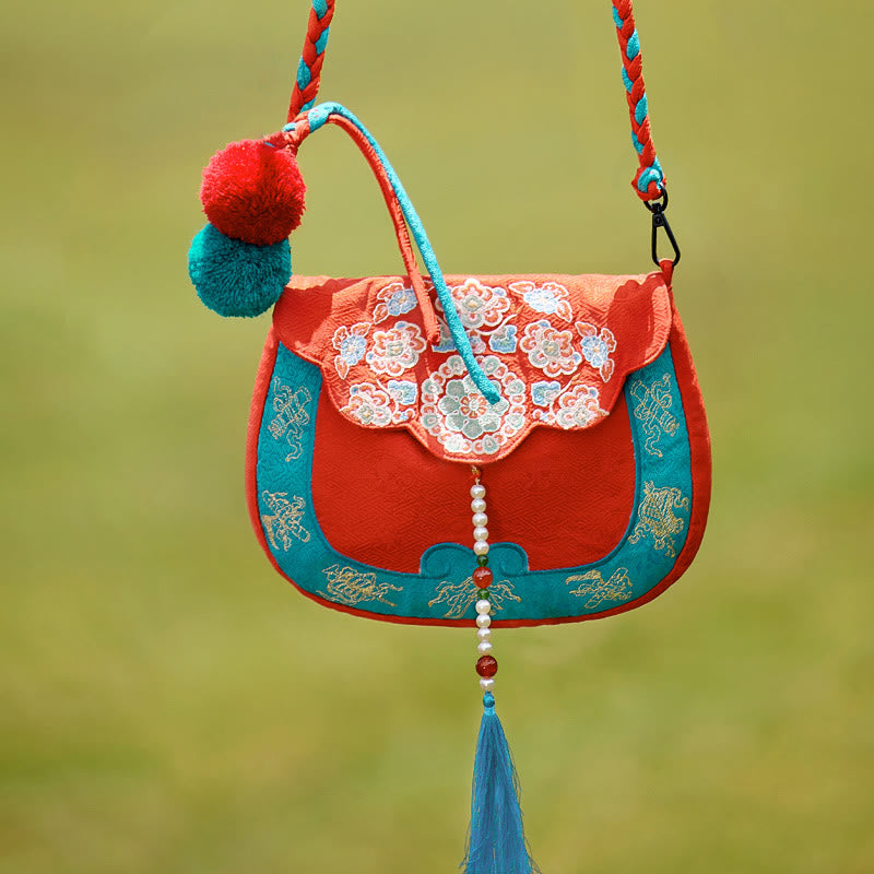 Ethnic Su Embroidery Crossbody Bag 20x21cm for Yoga