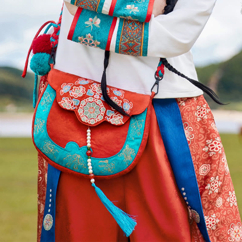 Ethnic Su Embroidery Crossbody Bag 20x21cm for Yoga