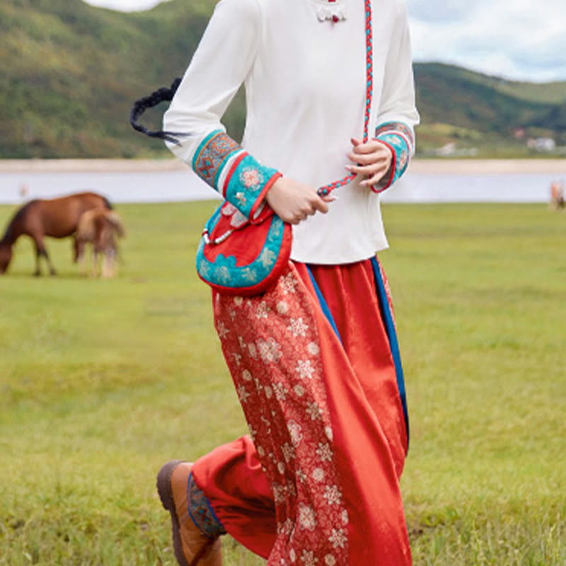 Ethnic Su Embroidery Crossbody Bag 20x21cm for Yoga