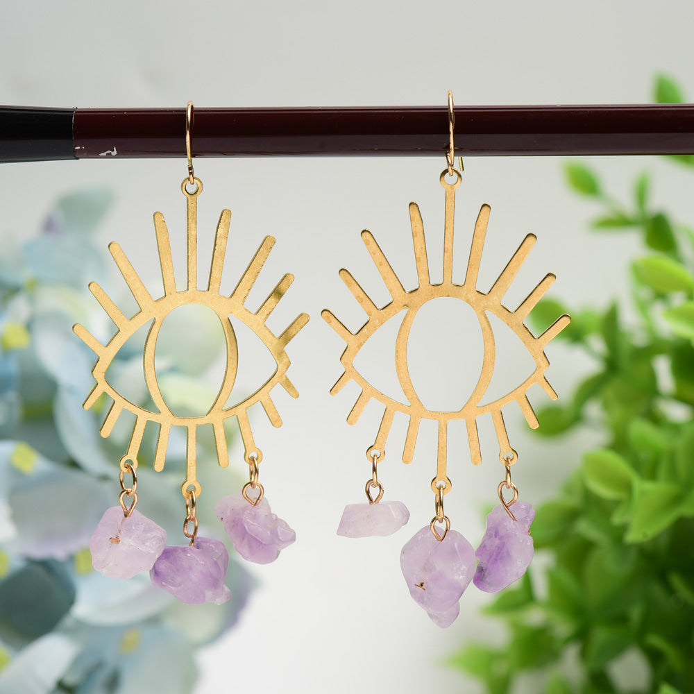 Eye Shape Crystal Healing Earrings with Natural Stones