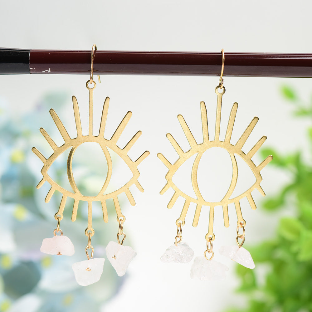 Eye Shape Crystal Healing Earrings with Natural Stones