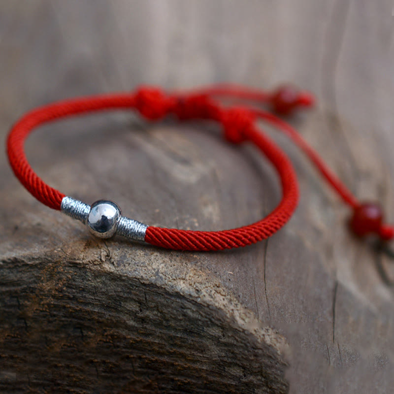 925 Sterling Silver Red String Bracelet for Protection & Luck