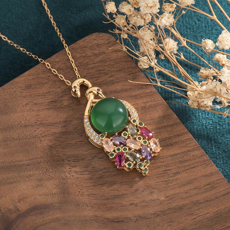 Cyan Jade Success Necklace for Harmony and Luck