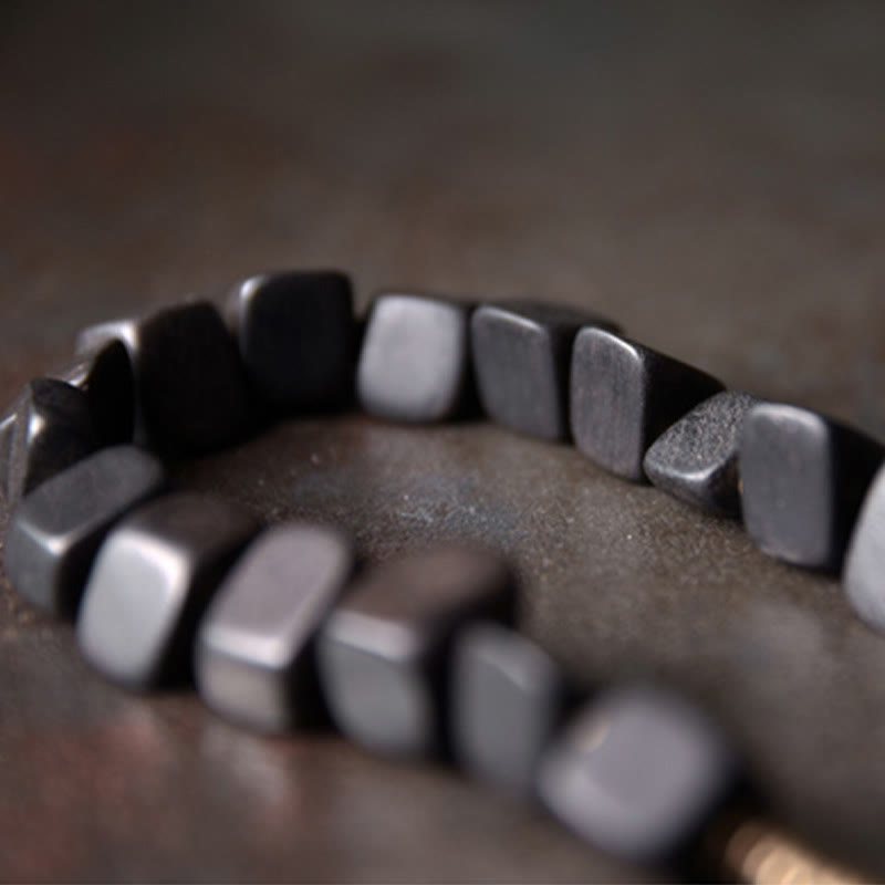 Ebony Wood Copper Peace Double Wrap Spiritual Bracelet