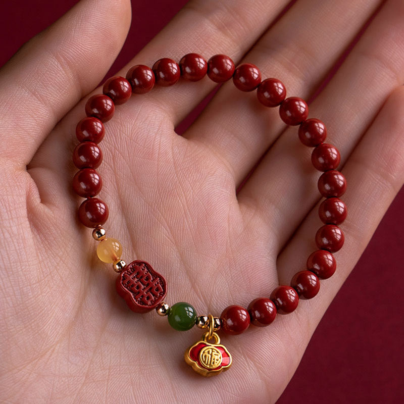 8mm Cinnabar Happiness Bracelet for Calm & Wisdom