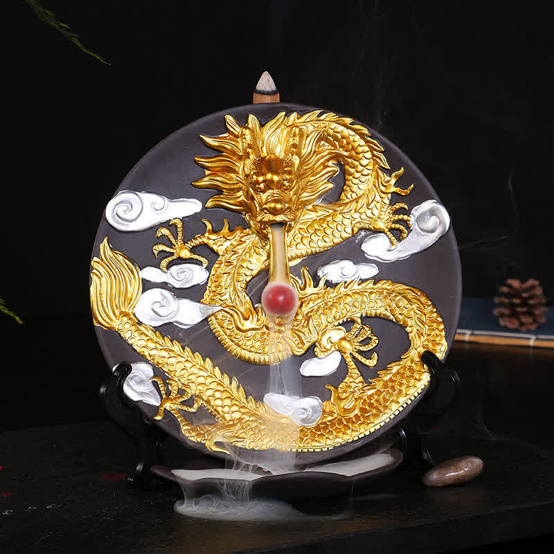 Dragon Ceramic Backflow Smoke Fountain Incense Burner for Meditation