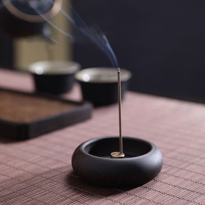 Mini Ebony Wood Meditation Incense Burner 6.6cm
