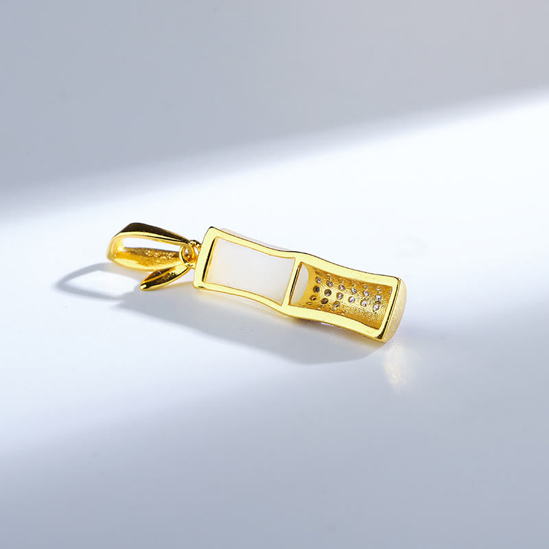 Hetian White Jade Bamboo Necklace for Happiness | Sterling Silver