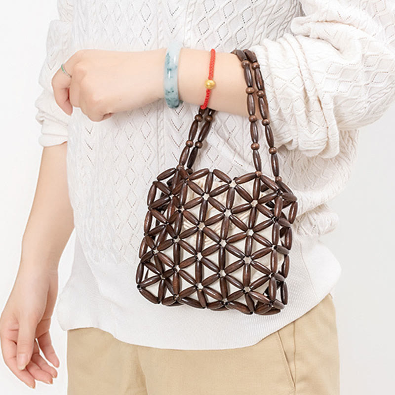 Hand-woven Mini Wooden Beads Spiritual Jewelry Bag