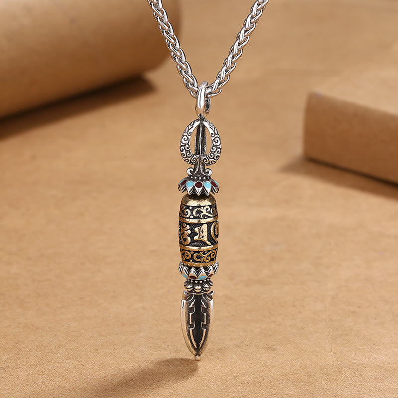 Om Mani Padme Hum Copper Agate Protection Pendant Necklace