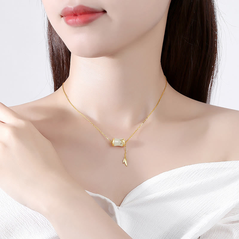 Hetian White Jade Luck Necklace & Bracelet | Sterling Silver & 22K Gold
