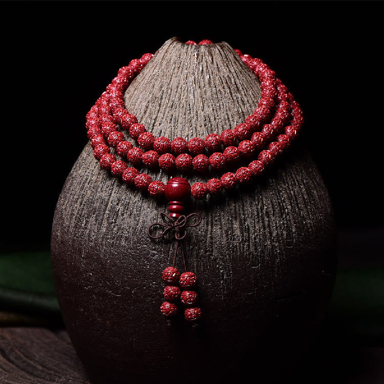 Cinnabar 108 Mala Beads Meditation Blessing Bracelet