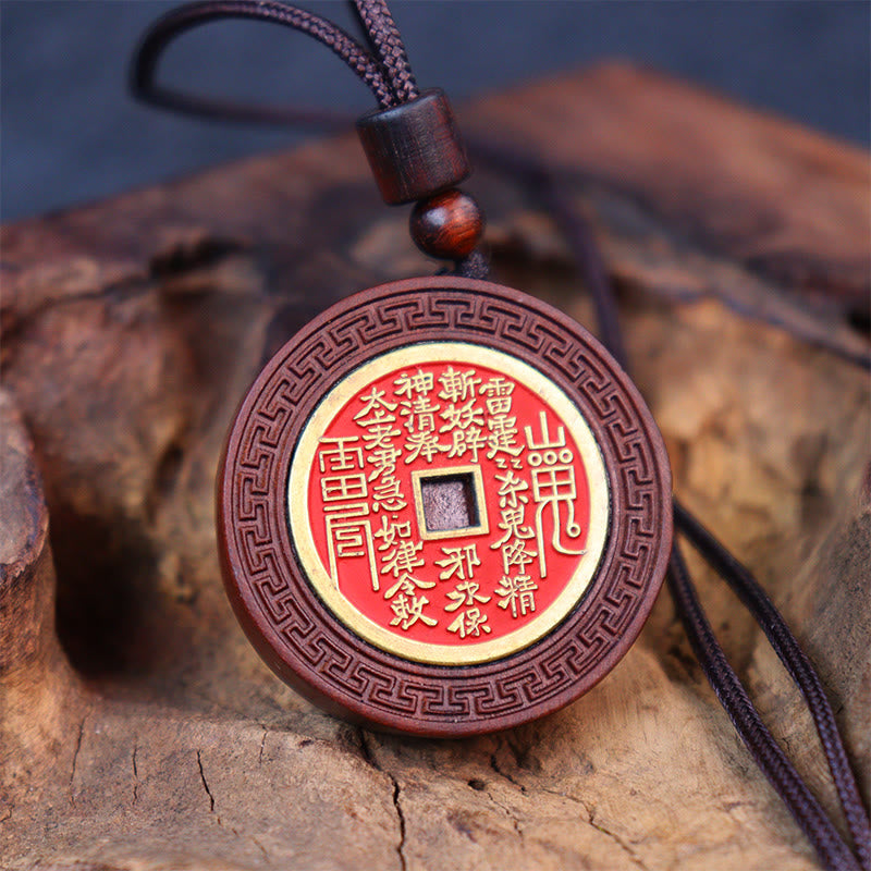 Lightning Struck Jujube Wood Yin Yang Pendants for Protection