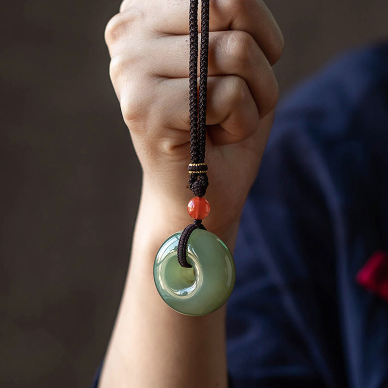 Natural Gray Jade Luck Necklace | Peace & Prosperity Pendant