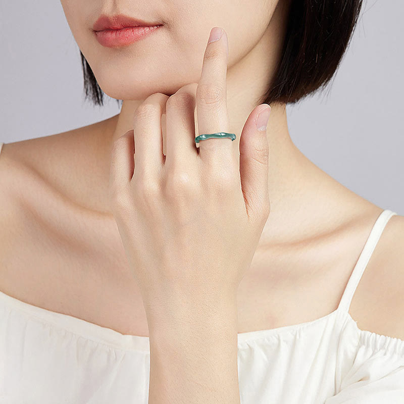 Natural Jade Prosperity Ring | Bamboo Design, 15-20mm